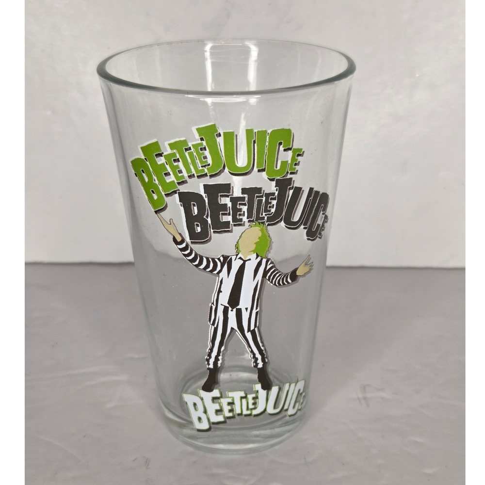 Beetlejuice Clear Drinking Glass Warner Bros Movie Graphic Halloween